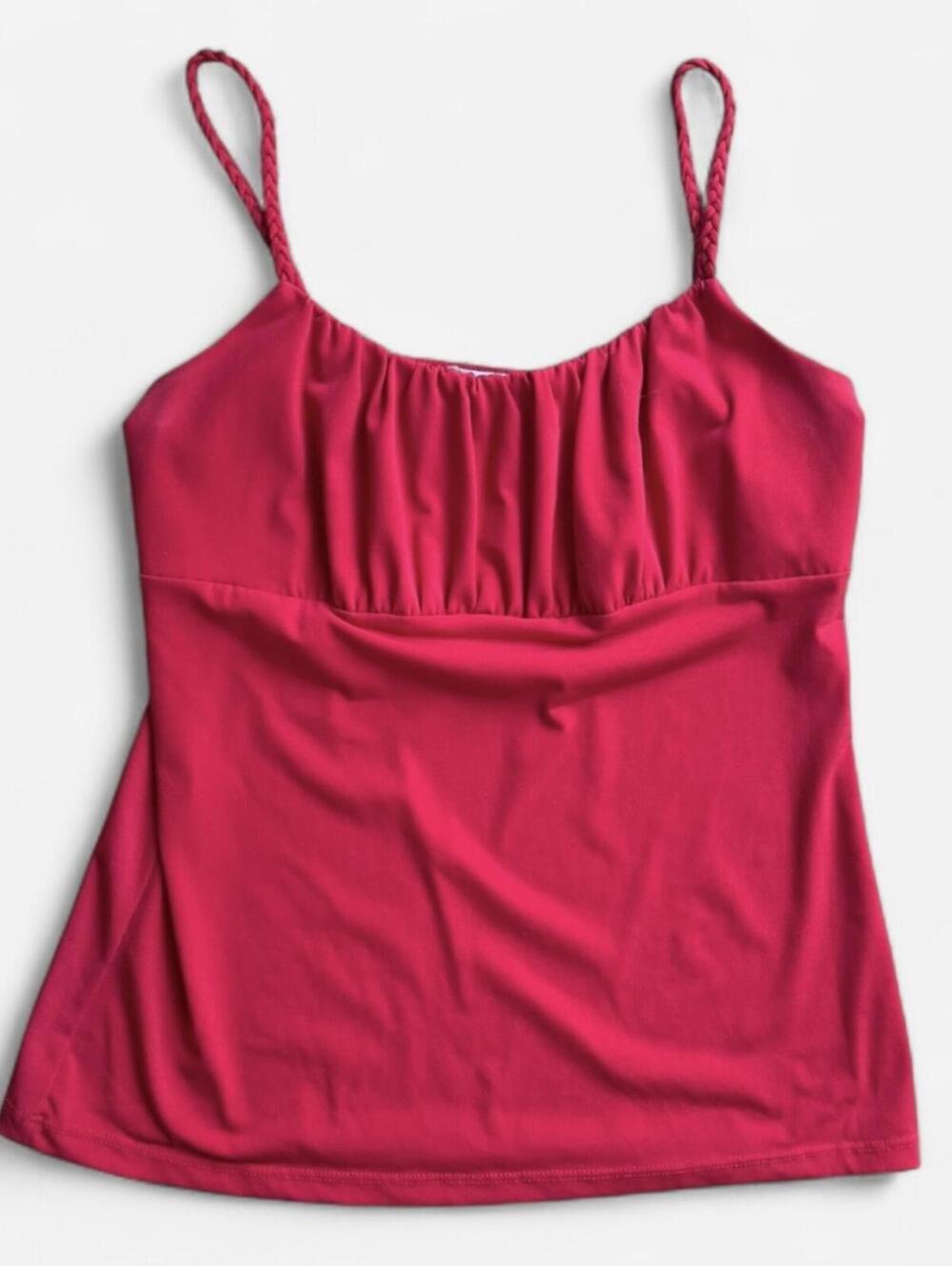 Younique Vintage Y2K Gorgeous Red Peasant Camisole with Braided Straps